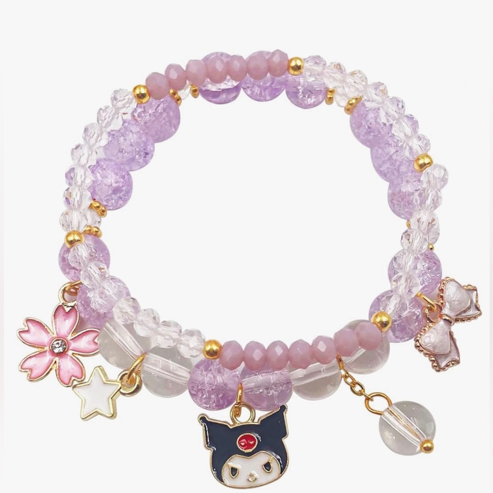 🌸NEW Kawaii  Crystal Bracelet Set Cute Cartoon Elastic Beaded Jewelry for Women.